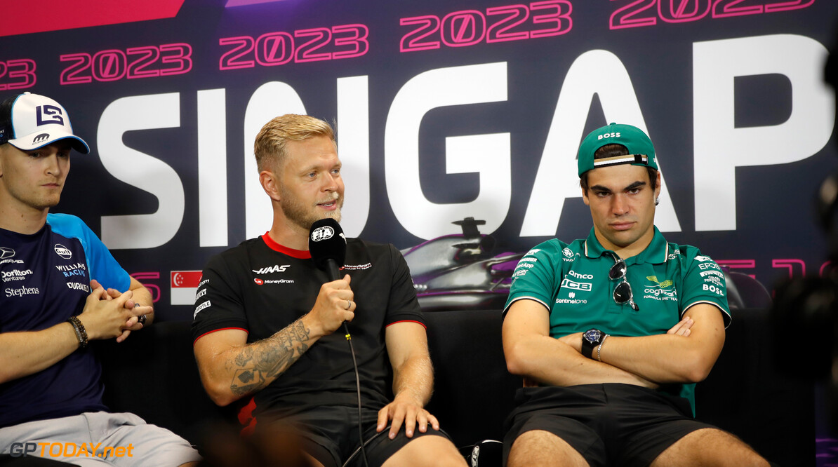 Formula One World Championship
(L to R): Logan Sargeant (USA) Williams Racing; Kevin Magnussen (DEN) Haas F1 Team; and Lance Stroll (CDN) Aston Martin F1 Team, in the FIA Press Conference.

14.09.2023. Formula 1 World Championship, Rd 16, Singapore Grand Prix, Marina Bay Street Circuit, Singapore, Preparation Day.

- www.xpbimages.com, EMail: requests@xpbimages.com (C) Copyright: XPB Images
Motor Racing - Formula One World Championship - Singapore Grand Prix - Preparation Day - Singapore, Singapore
XPB Images
Singapore
Singapore

Formel1 Formel F1 Formula 1 Formula1 GP Grand Prix one Marina Ba