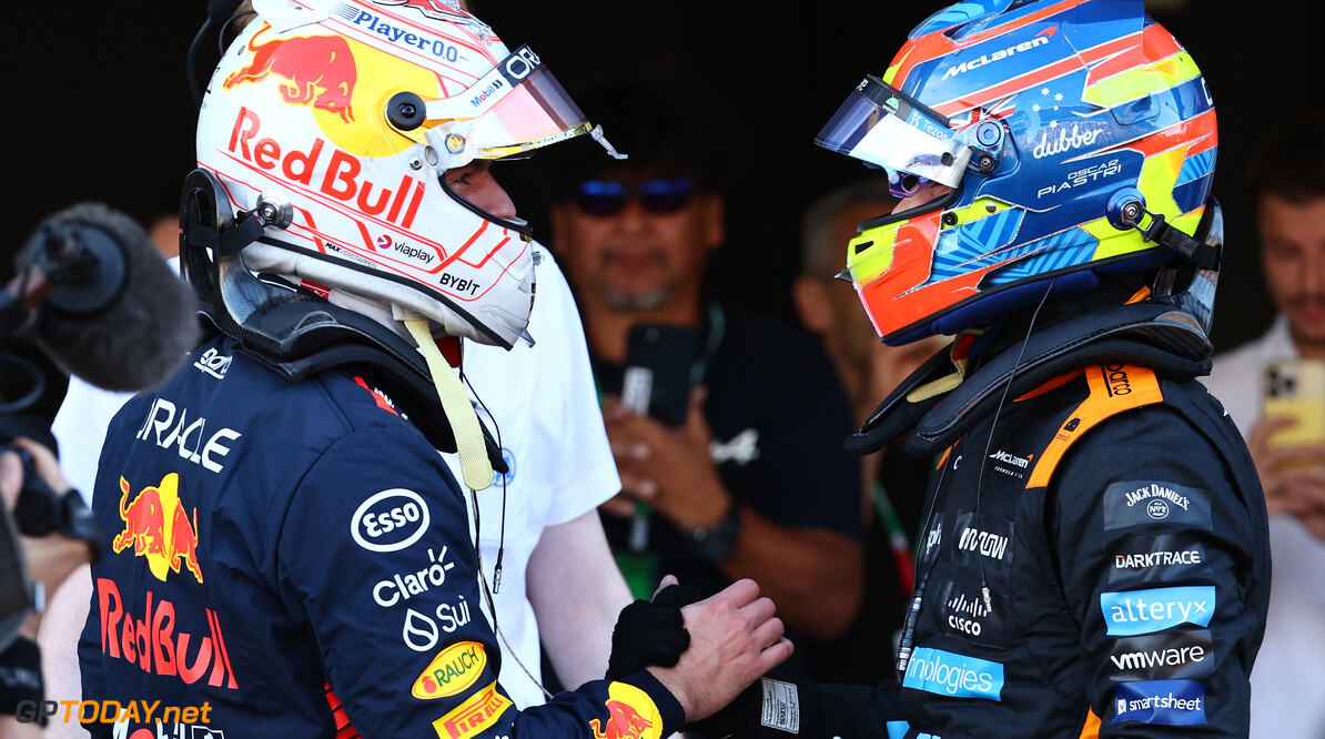 Formula One World Championship
(L to R): Max Verstappen (NLD) Red Bull Racing celebrates his pole position in qualifying parc ferme with second placed Oscar Piastri (AUS) McLaren.

23.09.2023. Formula 1 World Championship, Rd 17, Japanese Grand Prix, Suzuka, Japan, Qualifying Day.

- www.xpbimages.com, EMail: requests@xpbimages.com (C) Copyright: Batchelor / XPB Images
Motor Racing - Formula One World Championship - Japanese Grand Prix - Qualifying Day - Suzuka, Japan
XPB Images
Suzuka
Japan

Formel1 Formel F1 Formula 1 Formula1 GP Grand Prix one Suzuka Ci