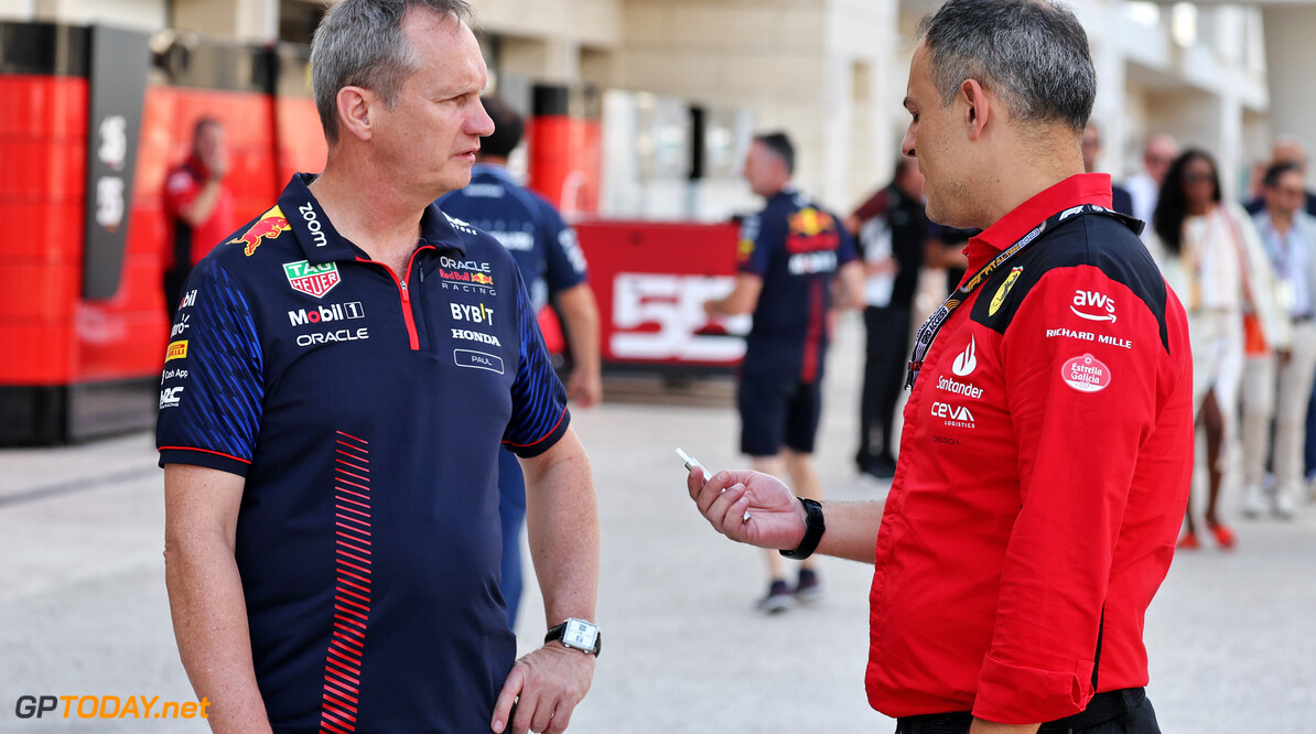 Formula One World Championship
(L to R): Paul Monaghan (GBR) Red Bull Racing Chief Engineer with Diego Ioverno (ITA) Ferrari Sporting Director.

07.10.2023. Formula 1 World Championship, Rd 18, Qatar Grand Prix, Doha, Qatar, Sprint Day.

- www.xpbimages.com, EMail: requests@xpbimages.com (C) Copyright: Moy / XPB Images
Motor Racing - Formula One World Championship - Qatar Grand Prix - Sprint Day - Doha, Qatar
XPB Images
Doha
Qatar

Formel1 Formel F1 Formula 1 Formula1 GP Grand Prix one Losail In