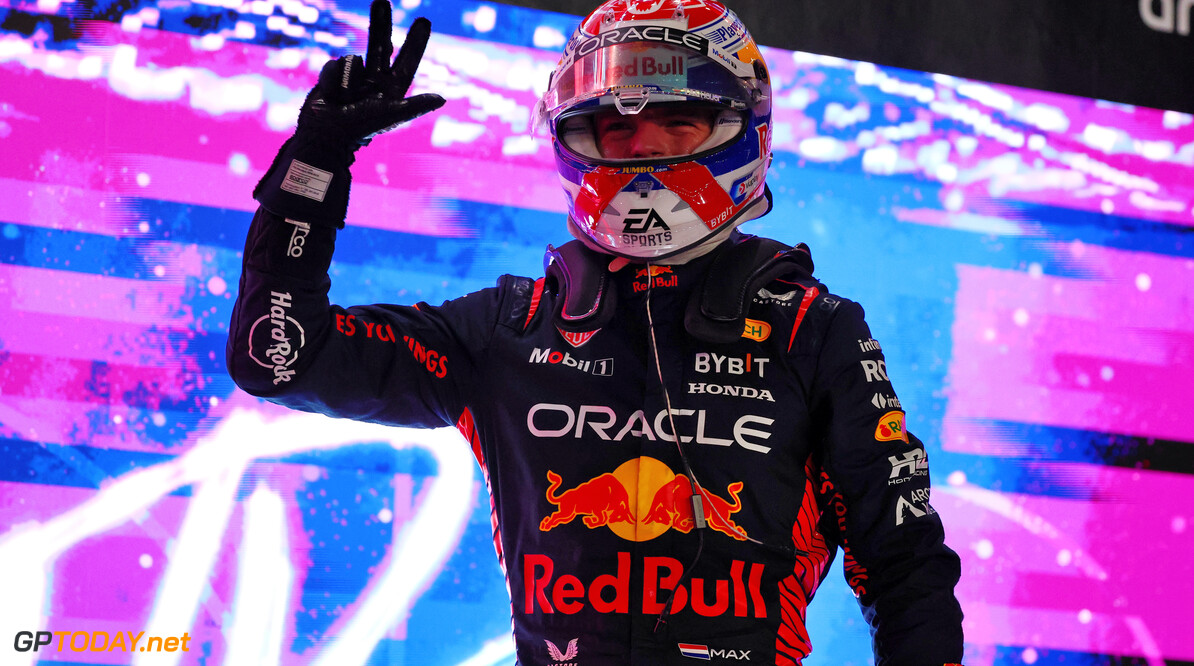 Formula One World Championship
Max Verstappen (NLD) Red Bull Racing celebrates winning his third World Championship in Sprint parc ferme.

07.10.2023. Formula 1 World Championship, Rd 18, Qatar Grand Prix, Doha, Qatar, Sprint Day.

 - www.xpbimages.com, EMail: requests@xpbimages.com (C) Copyright: Coates / XPB Images
Motor Racing - Formula One World Championship - Qatar Grand Prix - Sprint Day - Doha, Qatar
XPB Images
Doha
Qatar

Formel1 Formel F1 Formula 1 Formula1 GP Grand Prix one Losail In