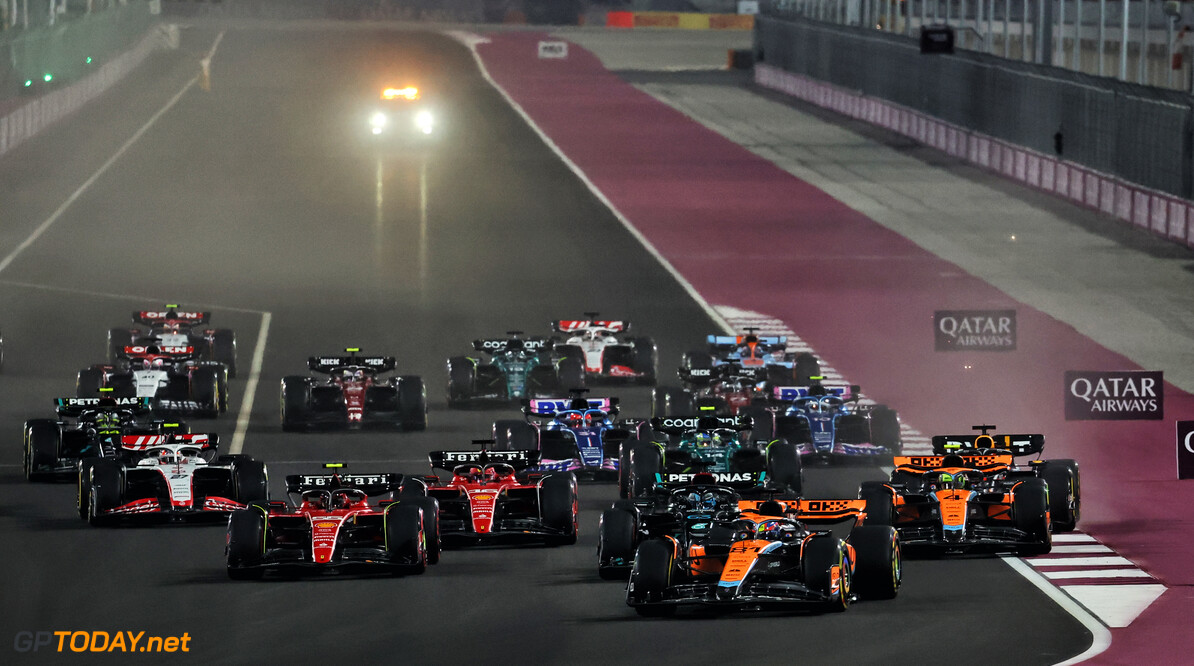 Formula One World Championship
Oscar Piastri (AUS) McLaren MCL60 leads at the start of Sprint.

07.10.2023. Formula 1 World Championship, Rd 18, Qatar Grand Prix, Doha, Qatar, Sprint Day.

- www.xpbimages.com, EMail: requests@xpbimages.com (C) Copyright: Moy / XPB Images
Motor Racing - Formula One World Championship - Qatar Grand Prix - Sprint Day - Doha, Qatar
XPB Images
Doha
Qatar

Formel1 Formel F1 Formula 1 Formula1 GP Grand Prix one Losail In