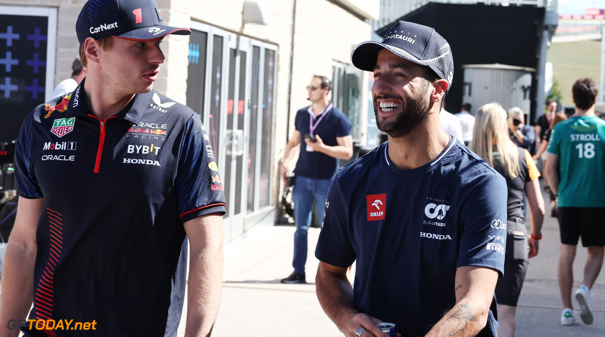 Formula One World Championship
(L to R): Max Verstappen (NLD) Red Bull Racing with Daniel Ricciardo (AUS) AlphaTauri.

19.10.2023. Formula 1 World Championship, Rd 19, United States Grand Prix, Austin, Texas, USA, Preparation Day.

- www.xpbimages.com, EMail: requests@xpbimages.com (C) Copyright: Moy / XPB Images
Motor Racing - Formula One World Championship - United States Grand Prix - Preparation Day - Austin, USA
XPB Images
Austin
USA

Formel1 Formel F1 Formula 1 Formula1 GP Grand Prix one Circuit o