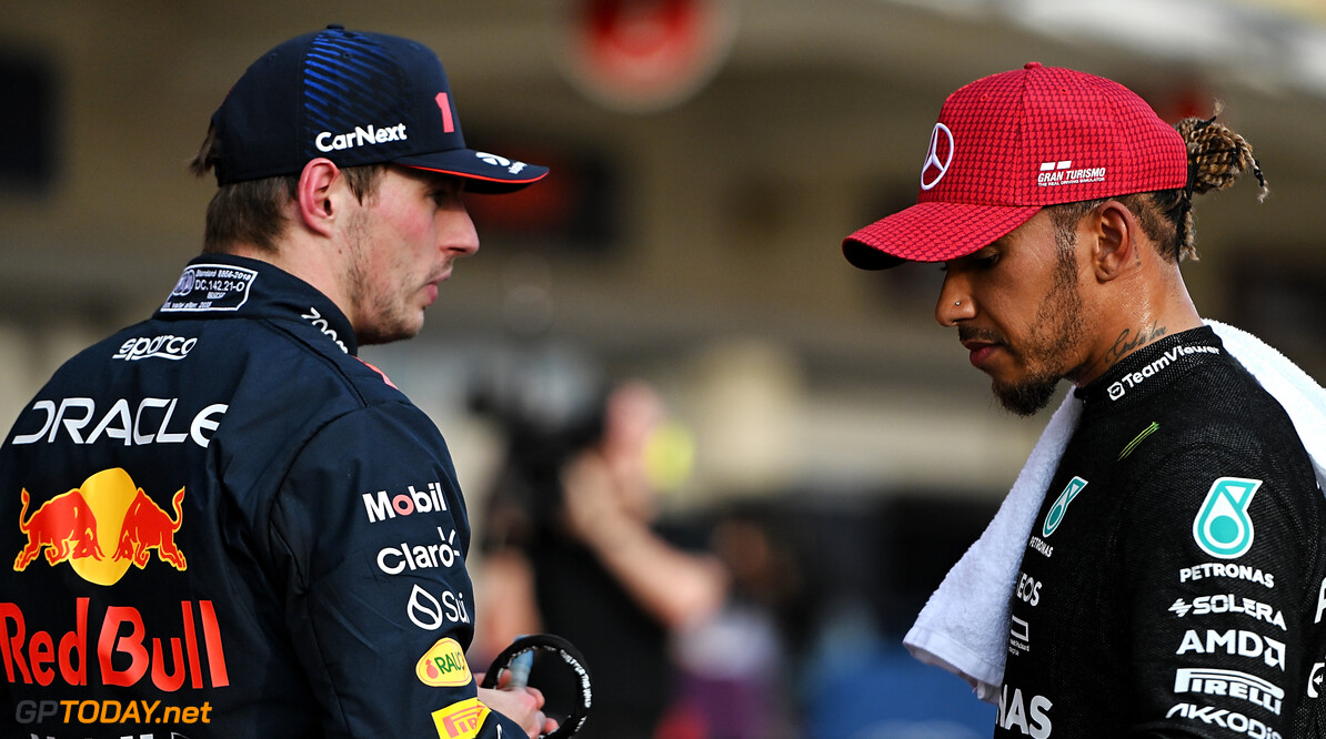 Formula One World Championship
(L to R): Winner Max Verstappen (NLD) Red Bull Racing in Sprint parc ferme with second placed Lewis Hamilton (GBR) Mercedes AMG F1.

21.10.2023. Formula 1 World Championship, Rd 19, United States Grand Prix, Austin, Texas, USA, Sprint Day.

- www.xpbimages.com, EMail: requests@xpbimages.com (C) Copyright: Price / XPB Images
Motor Racing - Formula One World Championship - United States Grand Prix - Sprint Day - Austin, USA
XPB Images
Austin
USA

Formel1 Formel F1 Formula 1 Formula1 GP Grand Prix one Circuit o