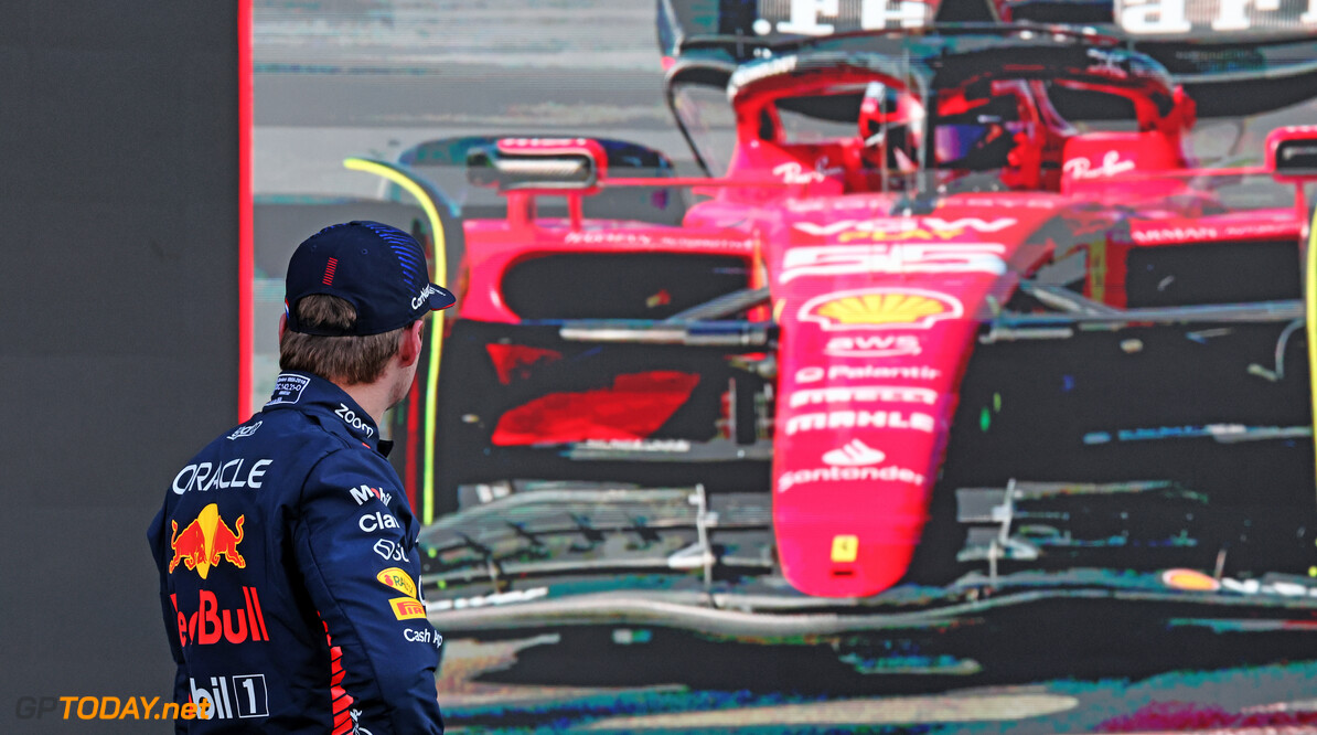 Formula One World Championship
Max Verstappen (NLD) Red Bull Racing RB19 watches Carlos Sainz Jr (ESP) Ferrari SF-23 in qualifying parc ferme.

28.10.2023. Formula 1 World Championship, Rd 20, Mexican Grand Prix, Mexico City, Mexico, Qualifying Day.

- www.xpbimages.com, EMail: requests@xpbimages.com (C) Copyright: Moy / XPB Images
Motor Racing - Formula One World Championship - Mexican Grand Prix - Qualifying Day - Mexico City, Mexico
XPB Images
Mexico City
Mexico

Formel1 Formel F1 Formula 1 Formula1 GP Grand Prix October Mexic