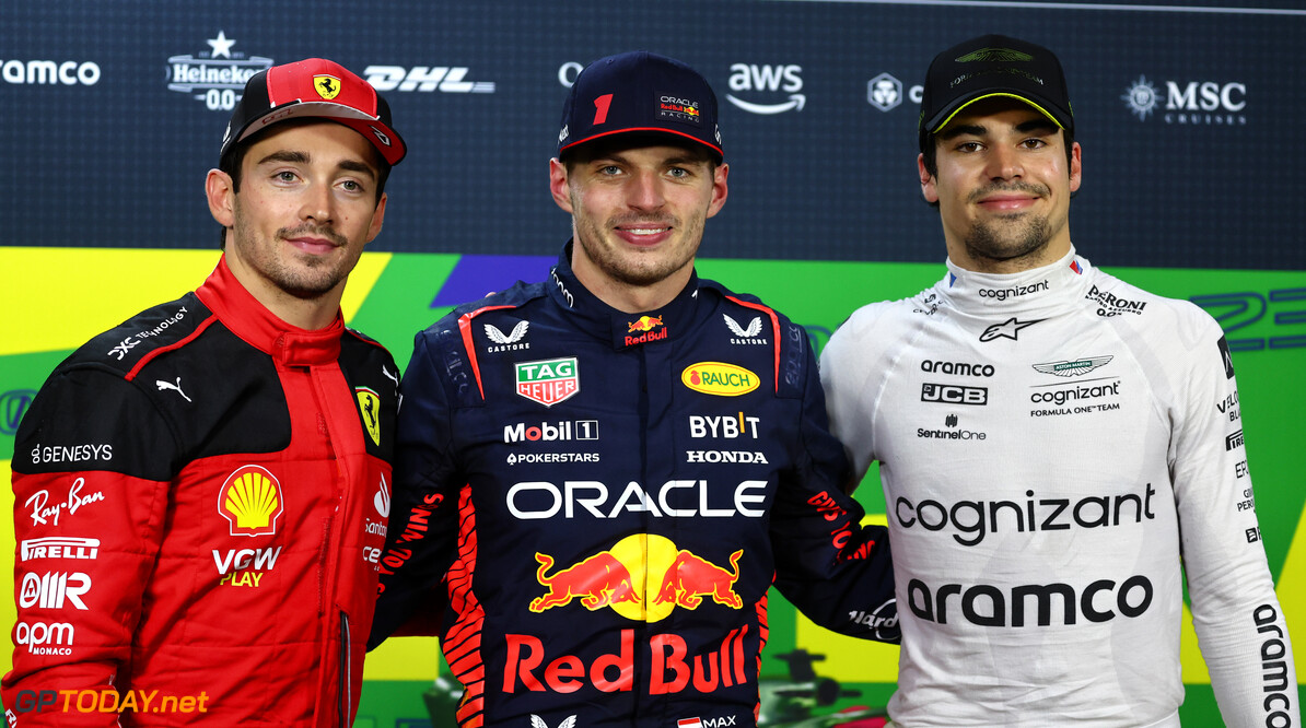 Formula One World Championship
Qualifying top three in the FIA Press Conference (L to R): Charles Leclerc (MON) Ferrari, second; Max Verstappen (NLD) Red Bull Racing, pole position; lspt, third.

03.11.2023. Formula 1 World Championship, Rd 21, Brazilian Grand Prix, Sao Paulo, Brazil, Qualifying Day.

- www.xpbimages.com, EMail: requests@xpbimages.com (C) Copyright: Batchelor / XPB Images
Motor Racing - Formula One World Championship - Brazilian Grand Prix - Qualifying Day - Sao Paulo, Brazil
XPB Images
Sao Paulo
Brazil

Formel1 Formel F1 Formula 1 Formula1 GP Grand Prix one November
