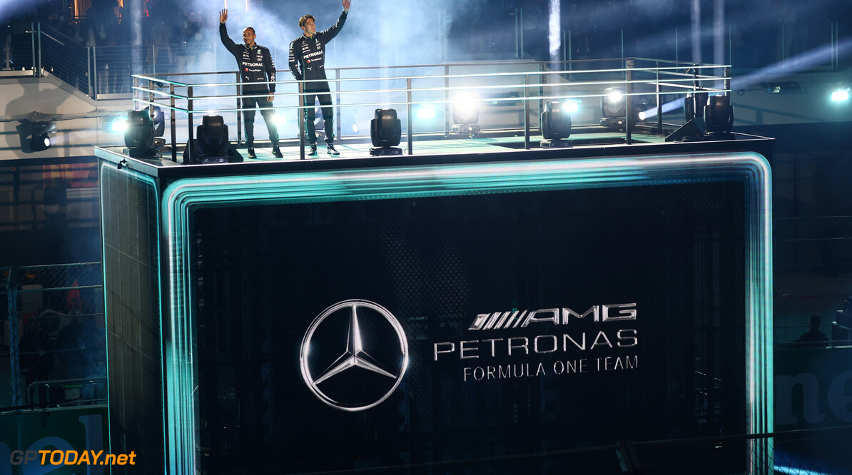Formula One World Championship
(L to R): Lewis Hamilton (GBR) Mercedes AMG F1 and George Russell (GBR) Mercedes AMG F1 - Opening Ceremony.

15.11.2023. Formula 1 World Championship, Rd 22, Las Vegas Grand Prix, Las Vegas, Nevada, USA, Preparation Day.

- www.xpbimages.com, EMail: requests@xpbimages.com (C) Copyright: Batchelor / XPB Images
Motor Racing - Formula One World Championship - Las Vegas Grand Prix - Preparation Day - Las Vegas, Nevada, USA
XPB Images
Las Vegas
USA

Formel1 Formel F1 Formula 1 Formula1 GP Grand Prix one Las Vegas