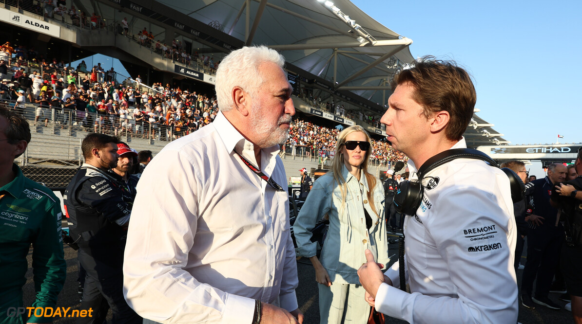 Formula One World Championship
(L to R): Lawrence Stroll (CDN) Aston Martin F1 Team Investor with James Vowles (GBR) Williams Racing Team Principal on the grid.

26.11.2023. Formula 1 World Championship, Rd 23, Abu Dhabi Grand Prix, Yas Marina Circuit, Abu Dhabi, Race Day.

- www.xpbimages.com, EMail: requests@xpbimages.com (C) Copyright: Moy / XPB Images
Motor Racing - Formula One World Championship - Abu Dhabi Grand Prix - Race Day - Abu Dhabi, UAE
XPB Images
Abu Dhabi
Abu Dhabi

Formel1 Formel F1 Formula 1 Formula1 GP Grand Prix one Abu Dhabi
