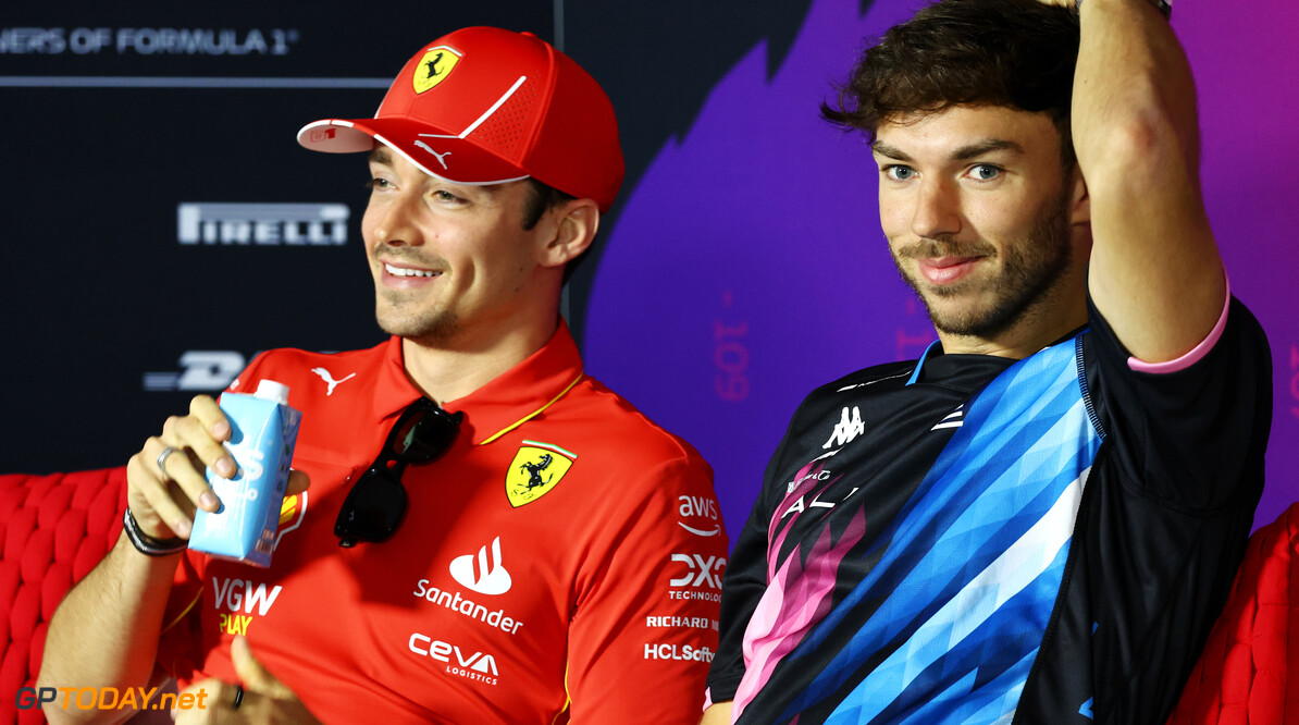 Formula One World Championship
(L to R): Charles Leclerc (MON) Ferrari and Pierre Gasly (FRA) Alpine F1 Team in the FIA Press Conference.

23.02.2024. Formula 1 Testing, Sakhir, Bahrain, Day Three.

- www.xpbimages.com, EMail: requests@xpbimages.com (C) Copyright: Charniaux / XPB Images
Motor Racing - Formula One Testing - Day Three - Sakhir, Bahrain
xpbimages.com
Sakhir
Bahrain

Formel1 Formel F1 Formula 1 Formula1 Test Testing one Bahrain In