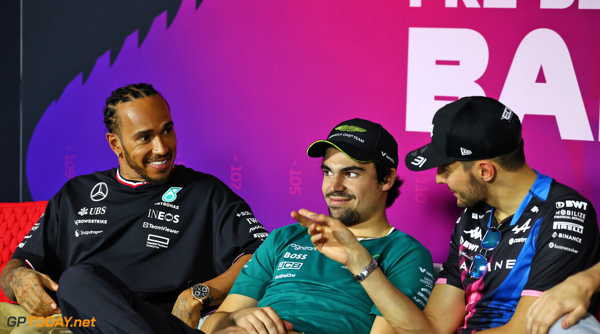 Formula One World Championship
(L to R): Lewis Hamilton (GBR) Mercedes AMG F1; Lance Stroll (CDN) Aston Martin F1 Team; Esteban Ocon (FRA) Alpine F1 Team, in the FIA Press Conference.

23.02.2024. Formula 1 Testing, Sakhir, Bahrain, Day Three.

- www.xpbimages.com, EMail: requests@xpbimages.com (C) Copyright: Charniaux / XPB Images
Motor Racing - Formula One Testing - Day Three - Sakhir, Bahrain
xpbimages.com
Sakhir
Bahrain

Formel1 Formel F1 Formula 1 Formula1 Test Testing one Bahrain In