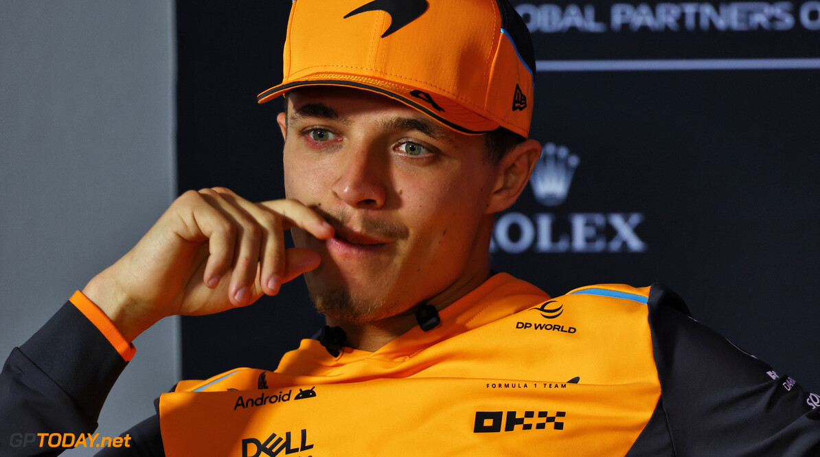 Formula One World Championship
Lando Norris (GBR) McLaren in the FIA Press Conference.

23.02.2024. Formula 1 Testing, Sakhir, Bahrain, Day Three.

- www.xpbimages.com, EMail: requests@xpbimages.com (C) Copyright: Charniaux / XPB Images
Motor Racing - Formula One Testing - Day Three - Sakhir, Bahrain
xpbimages.com
Sakhir
Bahrain

Formel1 Formel F1 Formula 1 Formula1 Test Testing one Bahrain In