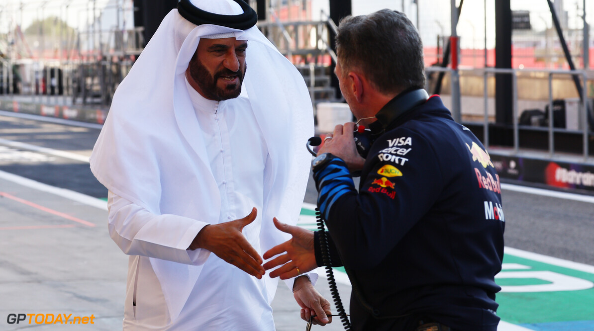 Formula One World Championship
(L to R): Mohammed Bin Sulayem (UAE) FIA President with Christian Horner (GBR) Red Bull Racing Team Principal.

01.03.2024. Formula 1 World Championship, Rd 1, Bahrain Grand Prix, Sakhir, Bahrain, Qualifying Day.

- www.xpbimages.com, EMail: requests@xpbimages.com (C) Copyright: Batchelor / XPB Images
Motor Racing - Formula One World Championship - Bahrain Grand Prix - Qualifying Day - Sakhir, Bahrain
xpbimages.com
Sakhir
Bahrain

Formel1 Formel F1 Formula 1 Formula1 GP Grand Prix one Bahrain I