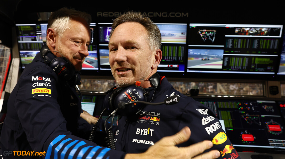 Formula One World Championship
(L to R): Jonathan Wheatley (GBR) Red Bull Racing Team Manager with Christian Horner (GBR) Red Bull Racing Team Principal at the end of the race.

02.03.2024. Formula 1 World Championship, Rd 1, Bahrain Grand Prix, Sakhir, Bahrain, Race Day.

 - www.xpbimages.com, EMail: requests@xpbimages.com (C) Copyright: Coates / XPB Images
Motor Racing - Formula One World Championship - Bahrain Grand Prix - Race Day - Sakhir, Bahrain
xpbimages.com
Sakhir
Bahrain

Formel1 Formel F1 Formula 1 Formula1 GP Grand Prix one Bahrain I