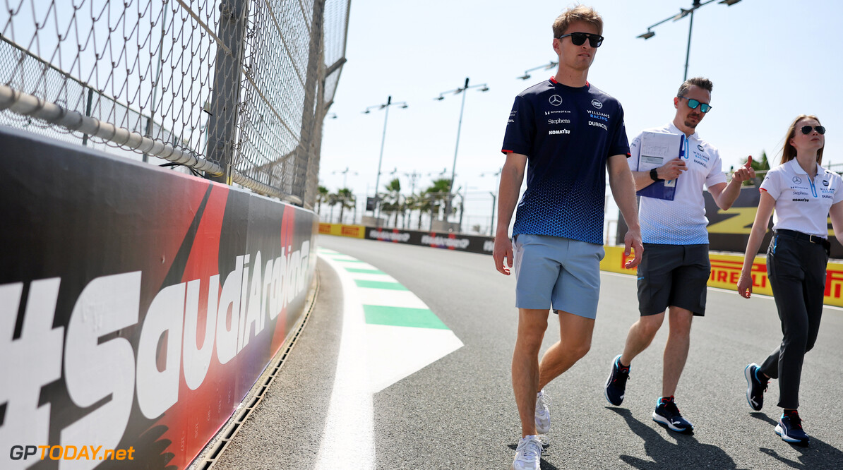 Formula One World Championship
Logan Sargeant (USA) Williams Racing walks the circuit with Gaetan Jego, Williams Racing Race Engineer and Elizabeth Wood Boyer (GBR) Williams Racing Performance Engineer.

06.03.2024. Formula 1 World Championship, Rd 2, Saudi Arabian Grand Prix, Jeddah, Saudi Arabia, Preparation Day.

- www.xpbimages.com, EMail: requests@xpbimages.com (C) Copyright: Bearne / XPB Images
Motor Racing - Formula One World Championship - Saudi Arabian Grand Prix - Preparation Day - Jeddah, Saudi Arabia
XPB Images
Jeddah
Saudi Arabia

Formel1 Formel F1 Formula 1 Formula1 GP Grand Prix one Jeddah Co