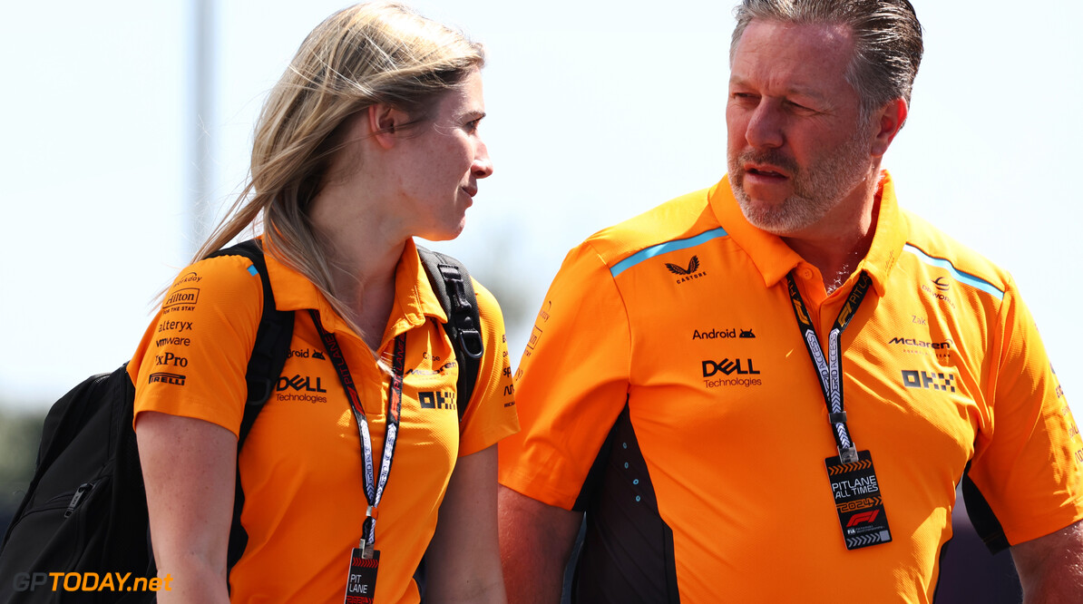Formula One World Championship
(L to R): Chloe Todd (GBR) McLaren Chief of Staff to the CEO with Zak Brown (USA) McLaren Executive Director.

07.03.2024. Formula 1 World Championship, Rd 2, Saudi Arabian Grand Prix, Jeddah, Saudi Arabia, Practice Day.

 - www.xpbimages.com, EMail: requests@xpbimages.com (C) Copyright: Coates / XPB Images
Motor Racing - Formula One World Championship - Saudi Arabian Grand Prix - Practice Day - Jeddah, Saudi Arabia
XPB Images
Jeddah
Saudi Arabia

Formel1 Formel F1 Formula 1 Formula1 GP Grand Prix one Jeddah Co