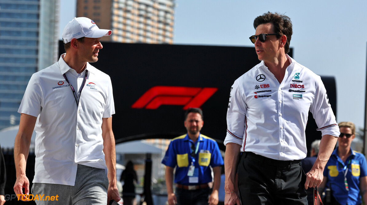 Formula One World Championship
(L to R): Alex Wurz (AUT) GPDA Chairman with Toto Wolff (GER) Mercedes AMG F1 Shareholder and Executive Director.

07.03.2024. Formula 1 World Championship, Rd 2, Saudi Arabian Grand Prix, Jeddah, Saudi Arabia, Practice Day.

- www.xpbimages.com, EMail: requests@xpbimages.com (C) Copyright: Moy / XPB Images
Motor Racing - Formula One World Championship - Saudi Arabian Grand Prix - Practice Day - Jeddah, Saudi Arabia
XPB Images
Jeddah
Saudi Arabia

Formel1 Formel F1 Formula 1 Formula1 GP Grand Prix one Jeddah Co