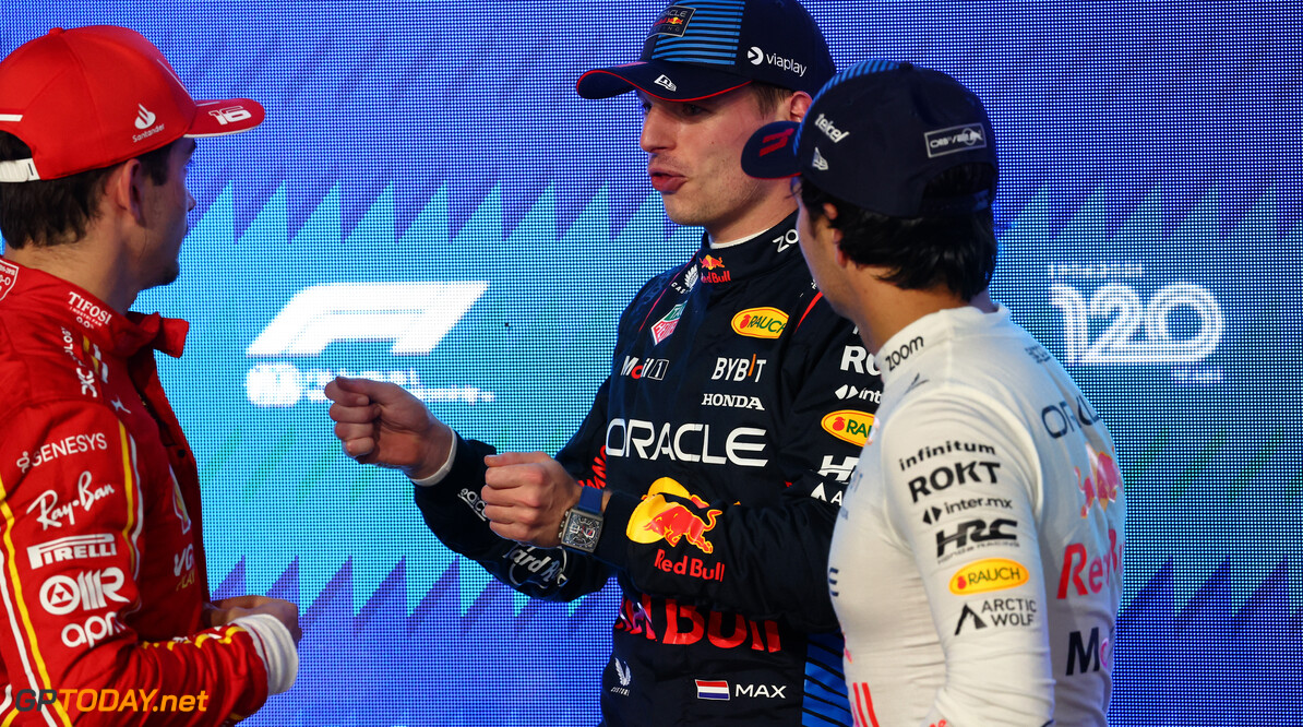 Formula One World Championship
Qualifying top three in parc ferme (L to R): Charles Leclerc (MON) Ferrari, second; Max Verstappen (NLD) Red Bull Racing, pole position; Sergio Perez (MEX) Red Bull Racing, third.

08.03.2024. Formula 1 World Championship, Rd 2, Saudi Arabian Grand Prix, Jeddah, Saudi Arabia, Qualifying Day.

- www.xpbimages.com, EMail: requests@xpbimages.com (C) Copyright: Batchelor / XPB Images
Motor Racing - Formula One World Championship - Saudi Arabian Grand Prix - Qualifying Day - Jeddah, Saudi Arabia
XPB Images
Jeddah
Saudi Arabia

Formel1 Formel F1 Formula 1 Formula1 GP Grand Prix one Jeddah Co