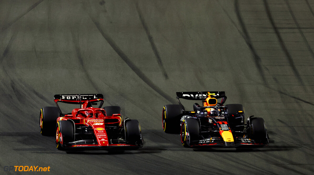 Formula One World Championship
(L to R): Charles Leclerc (MON) Ferrari SF-24 and Sergio Perez (MEX) Red Bull Racing RB20 battle for position.

09.03.2024. Formula 1 World Championship, Rd 2, Saudi Arabian Grand Prix, Jeddah, Saudi Arabia, Race Day.

- www.xpbimages.com, EMail: requests@xpbimages.com (C) Copyright: Charniaux / XPB Images
Motor Racing - Formula One World Championship - Saudi Arabian Grand Prix - Race Day - Jeddah, Saudi Arabia
XPB Images
Jeddah
Saudi Arabia

Formel1 Formel F1 Formula 1 Formula1 GP Grand Prix one Jeddah Co