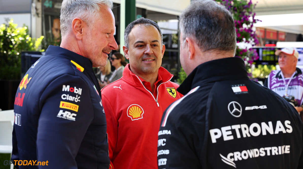 Formula One World Championship
(L to R): Jonathan Wheatley (GBR) Red Bull Racing Team Manager with Diego Ioverno (ITA) Ferrari Sporting Director and Ron Meadows (GBR) Mercedes AMG F1 Sporting Director.

22.03.2024. Formula 1 World Championship, Rd 3, Australian Grand Prix, Albert Park, Melbourne, Australia, Practice Day.

- www.xpbimages.com, EMail: requests@xpbimages.com (C) Copyright: Batchelor / XPB Images
Motor Racing - Formula One World Championship - Australian Grand Prix - Practice Day - Melbourne, Australia
xpbimages.com
Melbourne
Australia

Formel1 Formel F1 Formula 1 Formula1 GP Grand Prix one March Aus