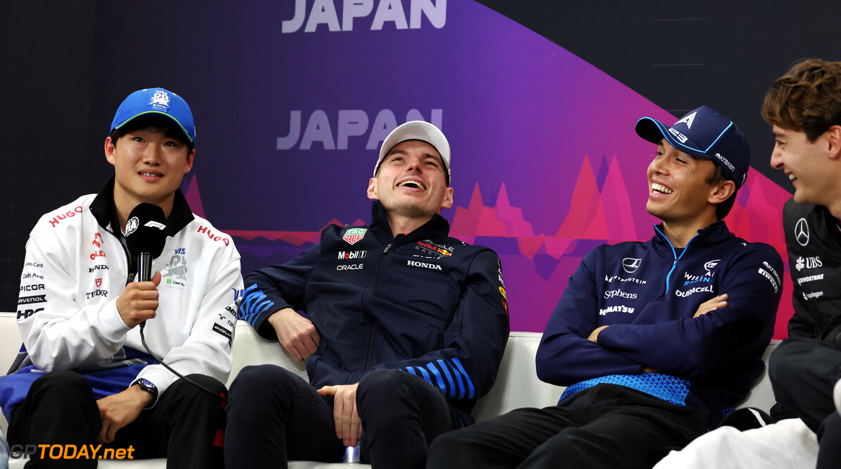 Formula One World Championship
(L to R): Yuki Tsunoda (JPN) RB; Max Verstappen (NLD) Red Bull Racing; Alexander Albon (THA) Williams Racing; and George Russell (GBR) Mercedes AMG F1, in the FIA Press Conference.

04.04.2024. Formula 1 World Championship, Rd 4, Japanese Grand Prix, Suzuka, Japan, Preparation Day.

- www.xpbimages.com, EMail: requests@xpbimages.com (C) Copyright: Moy / XPB Images
Motor Racing - Formula One World Championship - Japanese Grand Prix - Preparation Day - Suzuka, Japan
XPB Images
Suzuka
Japan

Formel1 Formel F1 Formula 1 Formula1 GP Grand Prix one Suzuka Ci