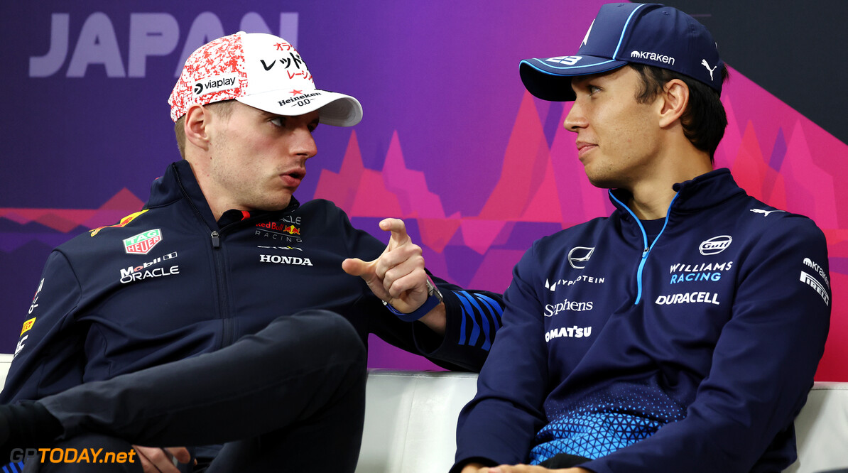 Formula One World Championship
(L to R): Max Verstappen (NLD) Red Bull Racing and Alexander Albon (THA) Williams Racing in the FIA Press Conference.

04.04.2024. Formula 1 World Championship, Rd 4, Japanese Grand Prix, Suzuka, Japan, Preparation Day.

- www.xpbimages.com, EMail: requests@xpbimages.com (C) Copyright: Moy / XPB Images
Motor Racing - Formula One World Championship - Japanese Grand Prix - Preparation Day - Suzuka, Japan
XPB Images
Suzuka
Japan

Formel1 Formel F1 Formula 1 Formula1 GP Grand Prix one Suzuka Ci