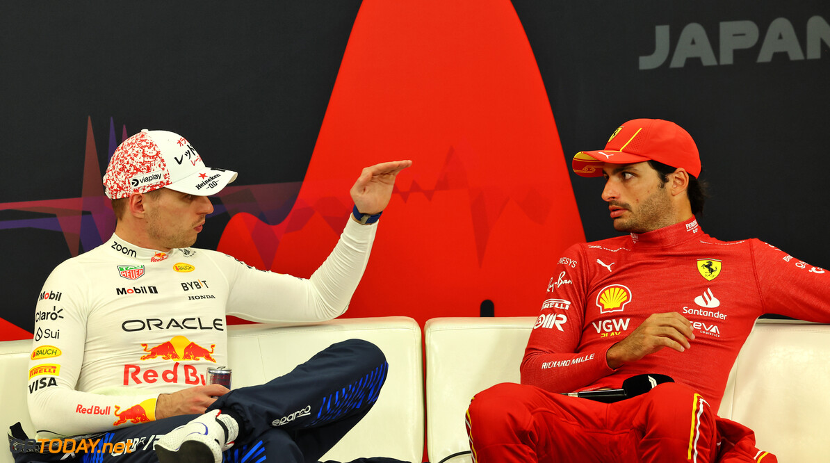 Formula One World Championship
(L to R): Max Verstappen (NLD) Red Bull Racing and Carlos Sainz Jr (ESP) Ferrari, in the post race FIA Press Conference.

07.04.2024. Formula 1 World Championship, Rd 4, Japanese Grand Prix, Suzuka, Japan, Race Day.

 - www.xpbimages.com, EMail: requests@xpbimages.com (C) Copyright: Coates / XPB Images
Motor Racing - Formula One World Championship - Japanese Grand Prix - Race Day - Suzuka, Japan
XPB Images
Suzuka
Japan

Formel1 Formel F1 Formula 1 Formula1 GP Grand Prix one Suzuka Ci