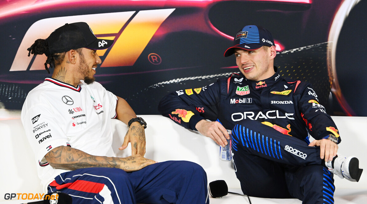 Formula One World Championship
(L to R): Lewis Hamilton (GBR) Mercedes AMG F1 and Max Verstappen (NLD) Red Bull Racing in the post Sprint FIA Press Conference.

- www.xpbimages.com, EMail: requests@xpbimages.com (C) Copyright: XPB Images
Motor Racing - Formula One World Championship - Chinese Grand Prix - Sprint and Qualifying Day - Shanghai, China
xpbimages.com
Shanghai
China

Formel1 Formel F1 Formula 1 Formula1 GP Grand Prix one Shanghai