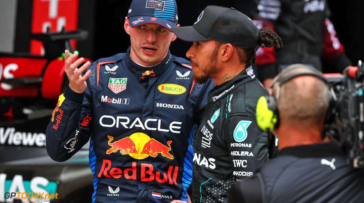 Formula One World Championship
(L to R): Winner Max Verstappen (NLD) Red Bull Racing with second placed Lewis Hamilton (GBR) Mercedes AMG F1 in Sprint parc ferme.

20.04.2024. Formula 1 World Championship, Rd 5, Chinese Grand Prix, Shanghai, China, Sprint and Qualifying Day.

 - www.xpbimages.com, EMail: requests@xpbimages.com (C) Copyright: Coates / XPB Images
Motor Racing - Formula One World Championship - Chinese Grand Prix - Sprint and Qualifying Day - Shanghai, China
xpbimages.com
Shanghai
China

Formel1 Formel F1 Formula 1 Formula1 GP Grand Prix one Shanghai