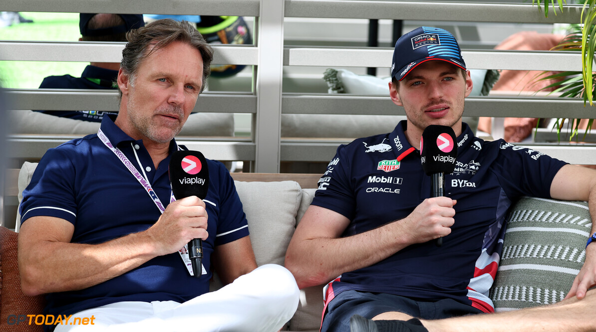 Formula One World Championship
(L to R): Mike Hezemans (NLD) Viaplay Presenter with Max Verstappen (NLD) Red Bull Racing.

04.05.2024. Formula 1 World Championship, Rd 6, Miami Grand Prix, Miami, Florida, USA, Sprint and Qualifying Day.

- www.xpbimages.com, EMail: requests@xpbimages.com (C) Copyright: Moy / XPB Images
Motor Racing - Formula One World Championship - Miami Grand Prix - Sprint and Qualifying Day - Miami, USA
XPB Images
Miami
USA

Formel1 Formel F1 Formula 1 Formula1 GP Grand Prix one Miami Int