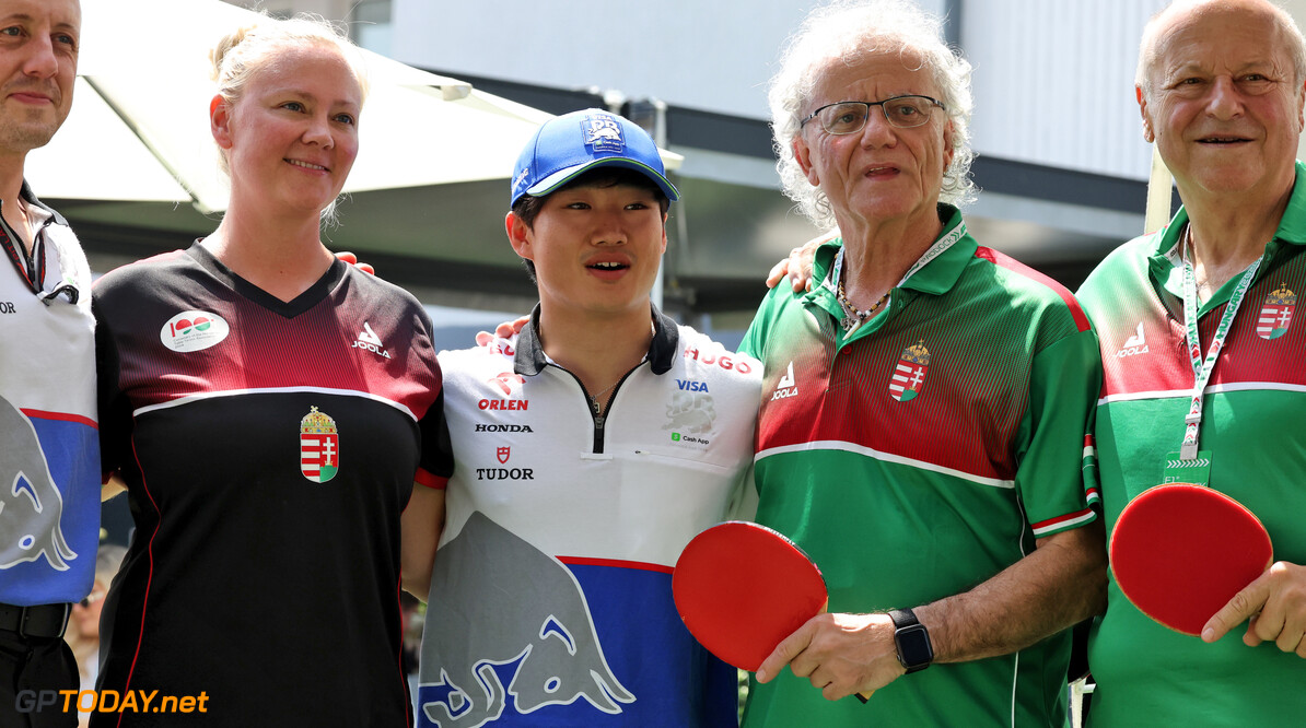 Formula One World Championship
Yuki Tsunoda (JPN) RB with table tennis players.

19.07.2024. Formula 1 World Championship, Rd 13, Hungarian Grand Prix, Budapest, Hungary, Practice Day.

- www.xpbimages.com, EMail: requests@xpbimages.com (C) Copyright: Bearne / XPB Images
Motor Racing - Formula One World Championship - Hungarian Grand Prix - Practice Day - Budapest, Hungary
XPB Images
Budapest
Hungary

Formel1 Formel F1 Formula 1 Formula1 GP Grand Prix one Circuit H