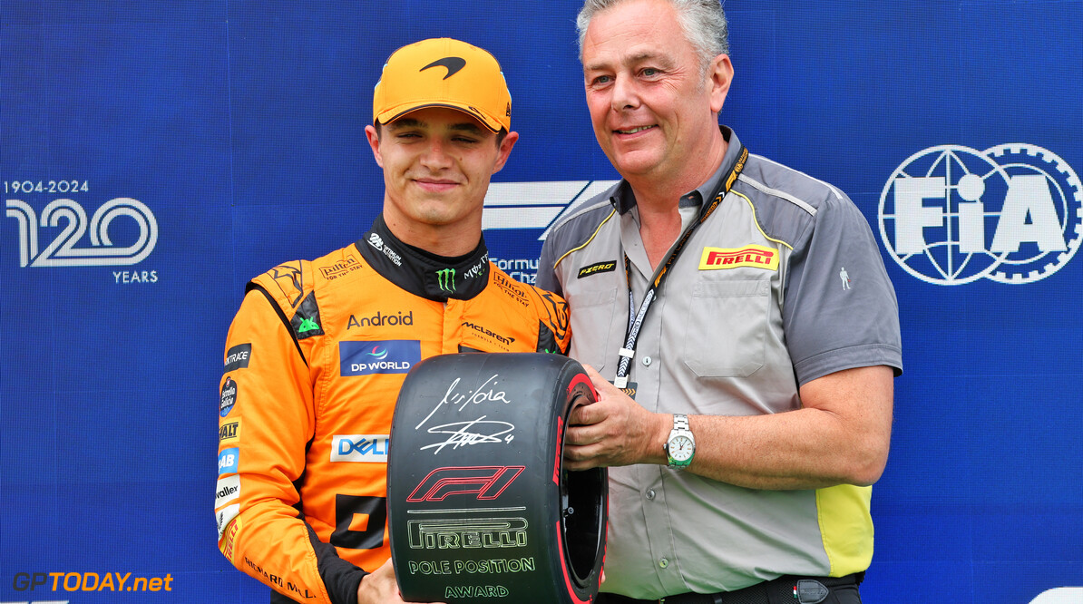 Formula One World Championship
(L to R): Lando Norris (GBR) McLaren receives the Pirelli Pole Position Award from Mario Isola (ITA) Pirelli Racing Manager.

20.07.2024. Formula 1 World Championship, Rd 13, Hungarian Grand Prix, Budapest, Hungary, Qualifying Day.

- www.xpbimages.com, EMail: requests@xpbimages.com (C) Copyright: Batchelor / XPB Images
Motor Racing - Formula One World Championship - Hungarian Grand Prix - Qualifying Day - Budapest, Hungary
XPB Images
Budapest
Hungary

Formel1 Formel F1 Formula 1 Formula1 GP Grand Prix one Circuit H