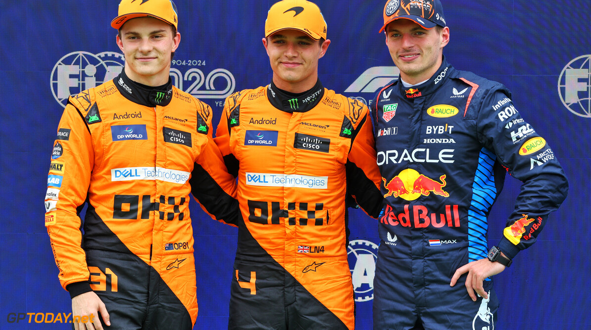 Formula One World Championship
Qualifying top three in parc ferme (L to R): Oscar Piastri (AUS) McLaren, second; Lando Norris (GBR) McLaren, pole position; Max Verstappen (NLD) Red Bull Racing, third.

20.07.2024. Formula 1 World Championship, Rd 13, Hungarian Grand Prix, Budapest, Hungary, Qualifying Day.

- www.xpbimages.com, EMail: requests@xpbimages.com (C) Copyright: Batchelor / XPB Images
Motor Racing - Formula One World Championship - Hungarian Grand Prix - Qualifying Day - Budapest, Hungary
XPB Images
Budapest
Hungary

Formel1 Formel F1 Formula 1 Formula1 GP Grand Prix one Circuit H