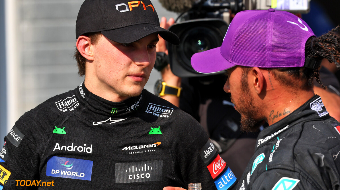 Formula One World Championship
(L to R): Race winner Oscar Piastri (AUS) McLaren with third placed Lewis Hamilton (GBR) Mercedes AMG F1 in parc ferme.

21.07.2024. Formula 1 World Championship, Rd 13, Hungarian Grand Prix, Budapest, Hungary, Race Day.

- www.xpbimages.com, EMail: requests@xpbimages.com (C) Copyright: Batchelor / XPB Images
Motor Racing - Formula One World Championship - Hungarian Grand Prix - Race Day - Budapest, Hungary
XPB Images
Budapest
Hungary

Formel1 Formel F1 Formula 1 Formula1 GP Grand Prix one Circuit H