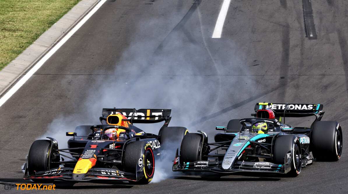 Formula One World Championship
Lewis Hamilton (GBR) Mercedes AMG F1 W15 and Lewis Hamilton (GBR) Mercedes AMG F1 W15 collide.

21.07.2024. Formula 1 World Championship, Rd 13, Hungarian Grand Prix, Budapest, Hungary, Race Day.

- www.xpbimages.com, EMail: requests@xpbimages.com (C) Copyright: Charniaux / XPB Images
Motor Racing - Formula One World Championship - Hungarian Grand Prix - Race Day - Budapest, Hungary
XPB Images
Budapest
Hungary

Formel1 Formel F1 Formula 1 Formula1 GP Grand Prix one Circuit H