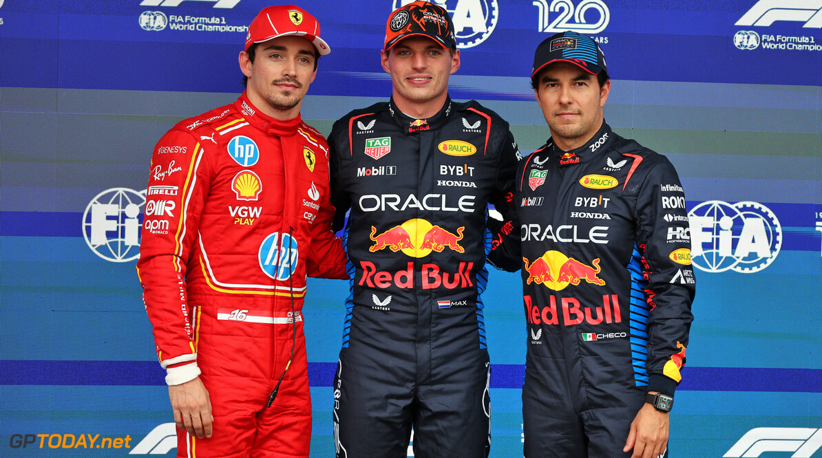 Formula One World Championship
Qualifying top three in parc ferme (L to R): Charles Leclerc (MON) Ferrari, second; Max Verstappen (NLD) Red Bull Racing, pole position; Sergio Perez (MEX) Red Bull Racing, third.

27.07.2024. Formula 1 World Championship, Rd 14, Belgian Grand Prix, Spa Francorchamps, Belgium, Qualifying Day.

- www.xpbimages.com, EMail: requests@xpbimages.com (C) Copyright: Moy / XPB Images
Motor Racing - Formula One World Championship - Belgian Grand Prix - Qualifying Day - Spa Francorchamps, Belgium
XPB Images
Spa Francorchamps
Belgium

Formel1 Formel F1 Formula 1 Formula1 GP Grand Prix one Circuit d