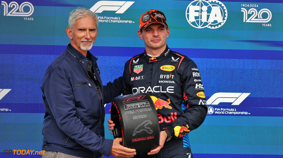 Formula One World Championship
(L to R): Damon Hill (GBR) Sky Sports Presenter presents the Pirelli Pole Position Award to Max Verstappen (NLD) Red Bull Racing in qualifying parc ferme.

27.07.2024. Formula 1 World Championship, Rd 14, Belgian Grand Prix, Spa Francorchamps, Belgium, Qualifying Day.

- www.xpbimages.com, EMail: requests@xpbimages.com (C) Copyright: Moy / XPB Images
Motor Racing - Formula One World Championship - Belgian Grand Prix - Qualifying Day - Spa Francorchamps, Belgium
XPB Images
Spa Francorchamps
Belgium

Formel1 Formel F1 Formula 1 Formula1 GP Grand Prix one Circuit d