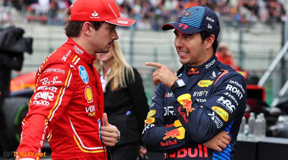 Formula One World Championship
(L to R): Charles Leclerc (MON) Ferrari with Sergio Perez (MEX) Red Bull Racing in qualifying parc ferme.

27.07.2024. Formula 1 World Championship, Rd 14, Belgian Grand Prix, Spa Francorchamps, Belgium, Qualifying Day.

- www.xpbimages.com, EMail: requests@xpbimages.com (C) Copyright: Moy / XPB Images
Motor Racing - Formula One World Championship - Belgian Grand Prix - Qualifying Day - Spa Francorchamps, Belgium
XPB Images
Spa Francorchamps
Belgium

Formel1 Formel F1 Formula 1 Formula1 GP Grand Prix one Circuit d