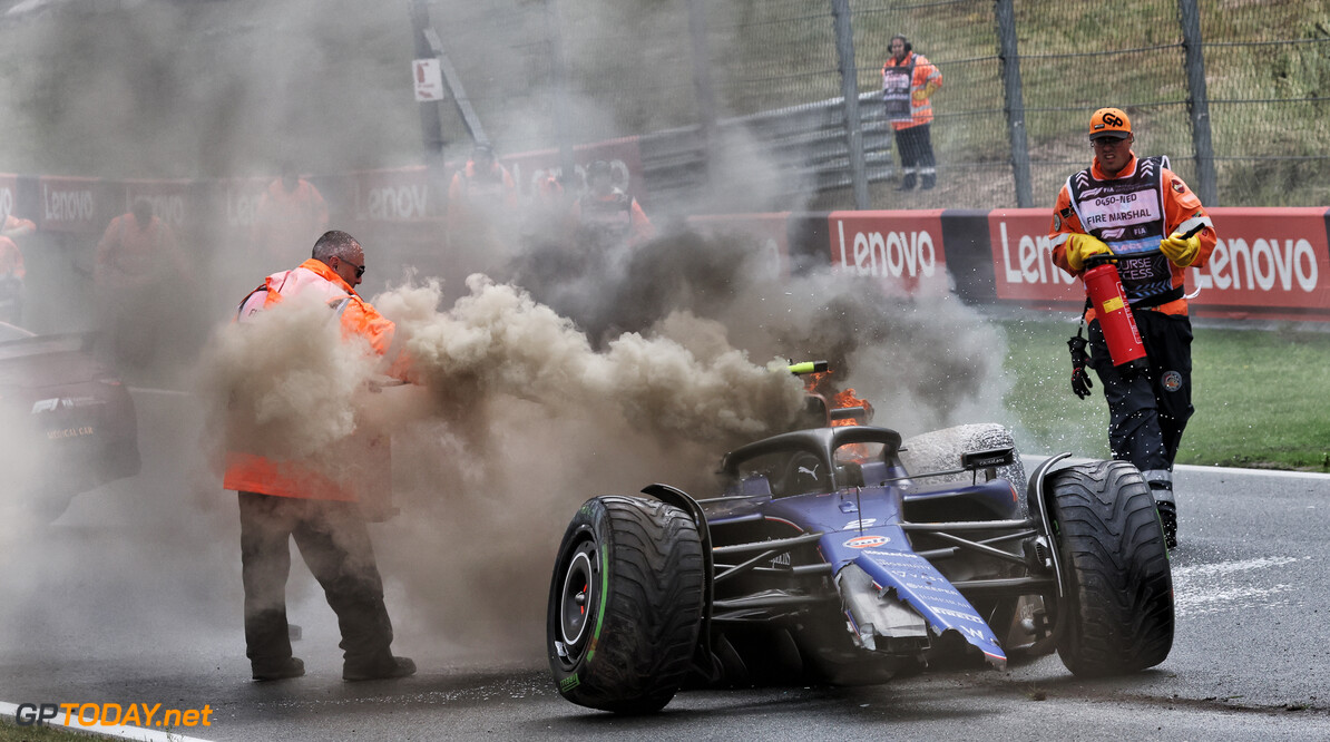 Formula One World Championship
Marshals put out the fire in the Williams Racing FW46 of Logan Sargeant (USA) Williams Racing after he crashed in the third practice session.

- www.xpbimages.com, EMail: requests@xpbimages.com (C) Copyright: XPB Images
Motor Racing - Formula One World Championship - Dutch Grand Prix - Qualifying Day - Zandvoort, Netherlands
XPB Images
Zandvoort
Netherlands

Formel1 Formel F1 Formula 1 Formula1 GP Grand Prix one Circuit Z