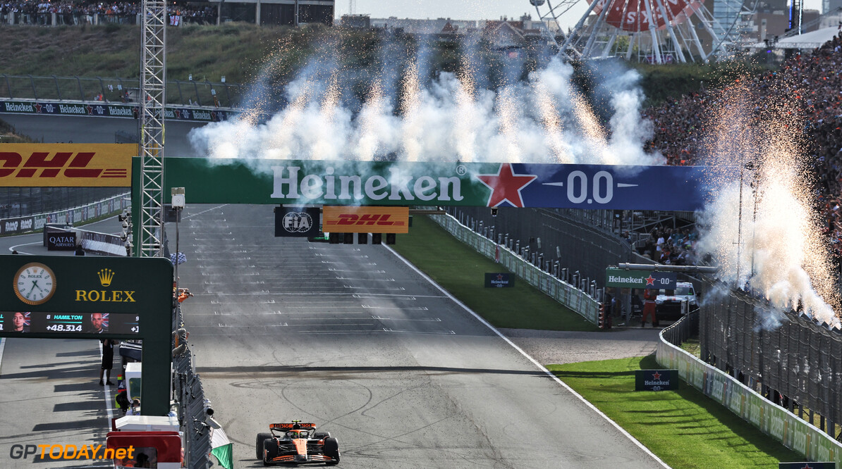 Formula One World Championship
Race winner Lando Norris (GBR) McLaren MCL38 at the end of the race.

25.08.2024. Formula 1 World Championship, Rd 15, Dutch Grand Prix, Zandvoort, Netherlands, Race Day.

- www.xpbimages.com, EMail: requests@xpbimages.com (C) Copyright: Moy / XPB Images
Motor Racing - Formula One World Championship - Dutch Grand Prix - Race Day - Zandvoort, Netherlands
XPB Images
Zandvoort
Netherlands

Formel1 Formel F1 Formula 1 Formula1 GP Grand Prix one Circuit Z