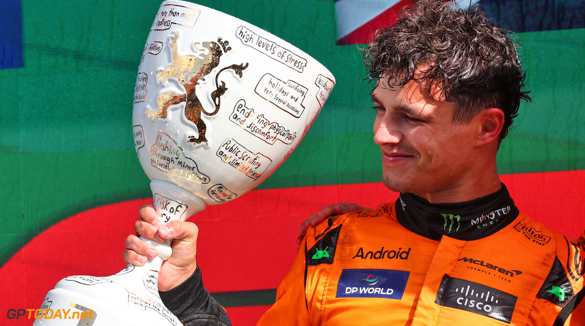 Formula One World Championship
Race winner Lando Norris (GBR) McLaren celebrates on the podium.

25.08.2024. Formula 1 World Championship, Rd 15, Dutch Grand Prix, Zandvoort, Netherlands, Race Day.

- www.xpbimages.com, EMail: requests@xpbimages.com (C) Copyright: Batchelor / XPB Images
Motor Racing - Formula One World Championship - Dutch Grand Prix - Race Day - Zandvoort, Netherlands
XPB Images
Zandvoort
Netherlands

Formel1 Formel F1 Formula 1 Formula1 GP Grand Prix one Circuit Z