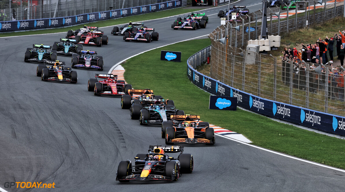 Formula One World Championship
Max Verstappen (NLD) Red Bull Racing RB20 leads at the start of the race.

25.08.2024. Formula 1 World Championship, Rd 15, Dutch Grand Prix, Zandvoort, Netherlands, Race Day.

- www.xpbimages.com, EMail: requests@xpbimages.com (C) Copyright: Moy / XPB Images
Motor Racing - Formula One World Championship - Dutch Grand Prix - Race Day - Zandvoort, Netherlands
XPB Images
Zandvoort
Netherlands

Formel1 Formel F1 Formula 1 Formula1 GP Grand Prix one Circuit Z