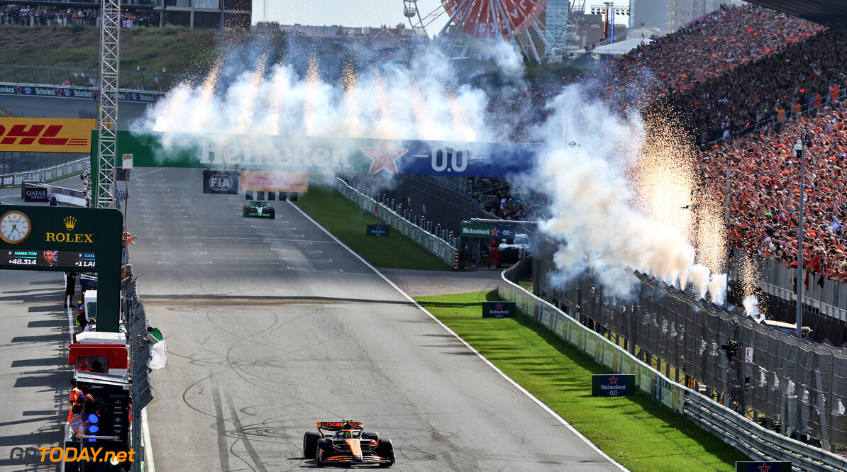 Formula One World Championship
Race winner Lando Norris (GBR) McLaren MCL38 at the end of the race.

25.08.2024. Formula 1 World Championship, Rd 15, Dutch Grand Prix, Zandvoort, Netherlands, Race Day.

- www.xpbimages.com, EMail: requests@xpbimages.com (C) Copyright: Moy / XPB Images
Motor Racing - Formula One World Championship - Dutch Grand Prix - Race Day - Zandvoort, Netherlands
XPB Images
Zandvoort
Netherlands

Formel1 Formel F1 Formula 1 Formula1 GP Grand Prix one Circuit Z