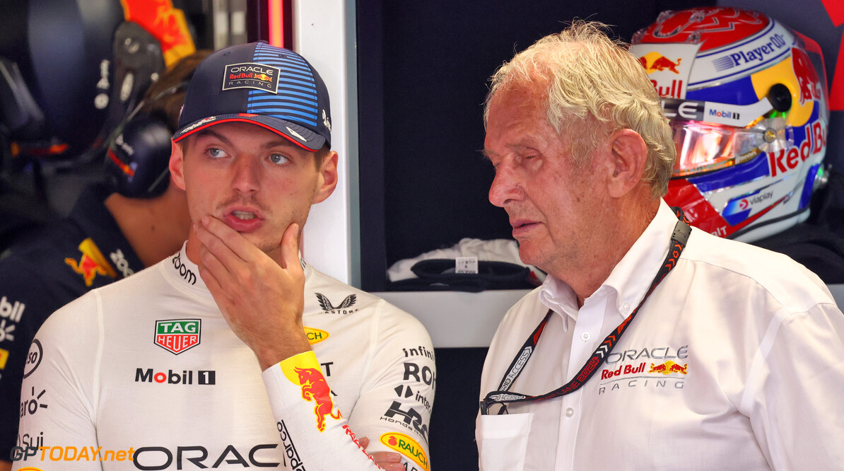 Formula One World Championship
(L to R): Max Verstappen (NLD) Red Bull Racing with Dr Helmut Marko (AUT) Red Bull Motorsport Consultant.

30.08.2024. Formula 1 World Championship, Rd 16, Italian Grand Prix, Monza, Italy, Practice Day.

- www.xpbimages.com, EMail: requests@xpbimages.com (C) Copyright: Batchelor / XPB Images
Motor Racing - Formula One World Championship - Italian Grand Prix - Practice Day - Monza, Italy
XPB Images
Monza
Italy

Formel1 Formel F1 Formula 1 Formula1 GP Grand Prix one Italy Ita