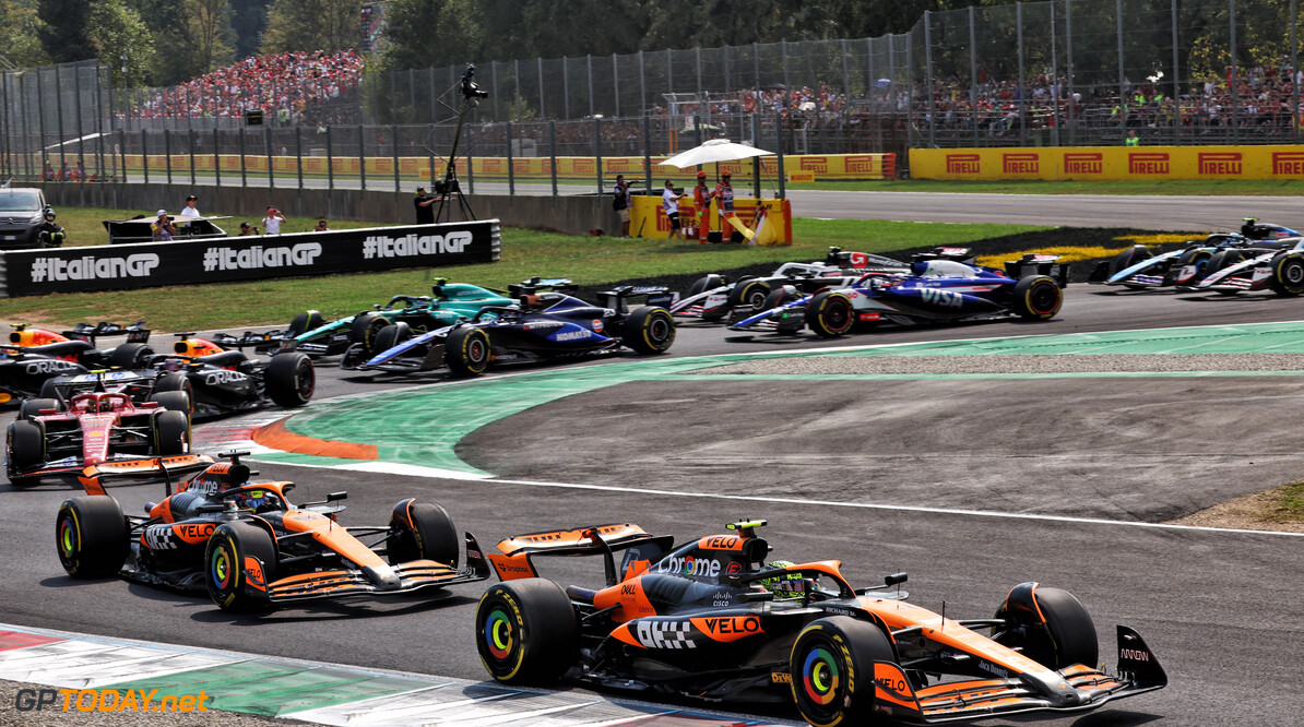 Formula One World Championship
Lando Norris (GBR) McLaren MCL38 leads team mate Oscar Piastri (AUS) McLaren MCL38 at the start of the race.

01.09.2024. Formula 1 World Championship, Rd 16, Italian Grand Prix, Monza, Italy, Race Day.

- www.xpbimages.com, EMail: requests@xpbimages.com (C) Copyright: Batchelor / XPB Images
Motor Racing - Formula One World Championship - Italian Grand Prix - Race Day - Monza, Italy
XPB Images
Monza
Italy

Formel1 Formel F1 Formula 1 Formula1 GP Grand Prix Italy Italian