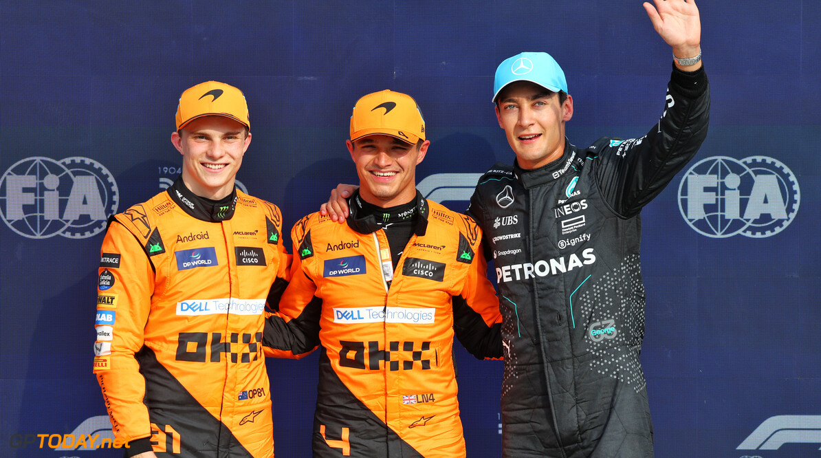 Formula One World Championship
Qualifying top three in parc ferme (L to R): Oscar Piastri (AUS) McLaren, second; Lando Norris (GBR) McLaren, pole position; George Russell (GBR) Mercedes AMG F1, third.

31.08.2024. Formula 1 World Championship, Rd 16, Italian Grand Prix, Monza, Italy, Qualifying Day.

- www.xpbimages.com, EMail: requests@xpbimages.com (C) Copyright: Batchelor / XPB Images
Motor Racing - Formula One World Championship - Italian Grand Prix - Qualifying Day - Monza, Italy
XPB Images
Monza
Italy

Formel1 Formel F1 Formula 1 Formula1 GP Grand Prix one Italy Ita