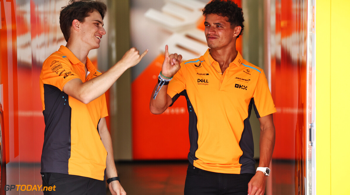 Formula One World Championship
(L to R): Oscar Piastri (AUS) McLaren with team mate Lando Norris (GBR) McLaren.

12.09.2024. Formula 1 World Championship, Rd 17, Azerbaijan Grand Prix, Baku Street Circuit, Azerbaijan, Preparation Day.

 - www.xpbimages.com, EMail: requests@xpbimages.com (C) Copyright: Coates / XPB Images
Motor Racing - Formula One World Championship - Azerbaijan Grand Prix - Preparation Day - Baku, Azerbaijan
XPB Images
Baku
Azerbaijan

Formel1 Formel F1 Formula 1 Formula1 GP Grand Prix one Thursday