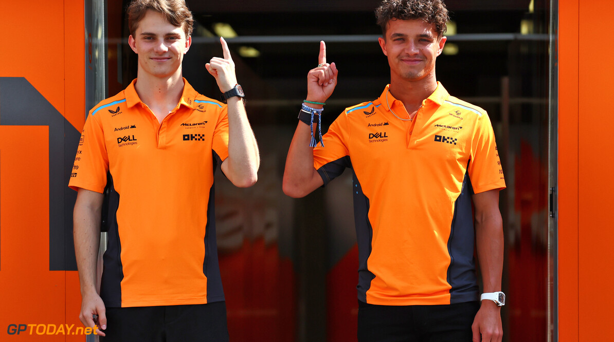 Formula One World Championship
(L to R): Oscar Piastri (AUS) McLaren with team mate Lando Norris (GBR) McLaren.

12.09.2024. Formula 1 World Championship, Rd 17, Azerbaijan Grand Prix, Baku Street Circuit, Azerbaijan, Preparation Day.

 - www.xpbimages.com, EMail: requests@xpbimages.com (C) Copyright: Coates / XPB Images
Motor Racing - Formula One World Championship - Azerbaijan Grand Prix - Preparation Day - Baku, Azerbaijan
XPB Images
Baku
Azerbaijan

Formel1 Formel F1 Formula 1 Formula1 GP Grand Prix one Thursday