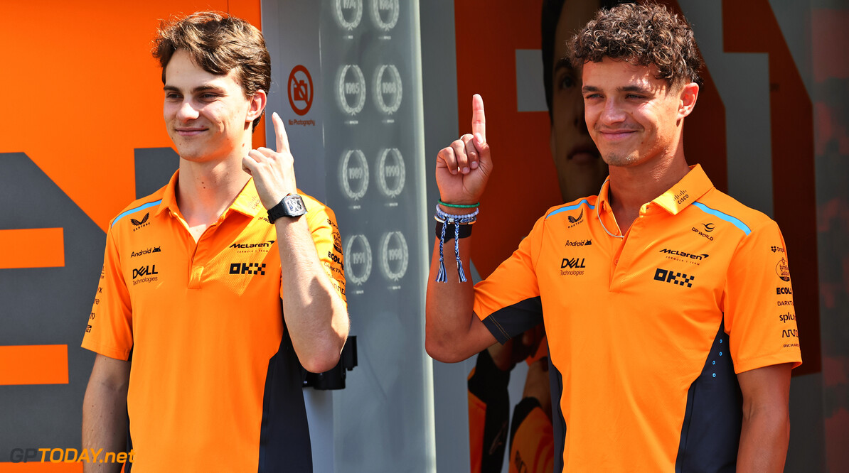 Formula One World Championship
(L to R): Oscar Piastri (AUS) McLaren with team mate Lando Norris (GBR) McLaren.

12.09.2024. Formula 1 World Championship, Rd 17, Azerbaijan Grand Prix, Baku Street Circuit, Azerbaijan, Preparation Day.

- www.xpbimages.com, EMail: requests@xpbimages.com (C) Copyright: Batchelor / XPB Images
Motor Racing - Formula One World Championship - Azerbaijan Grand Prix - Preparation Day - Baku, Azerbaijan
XPB Images
Baku
Azerbaijan

Formel1 Formel F1 Formula 1 Formula1 GP Grand Prix one Thursday