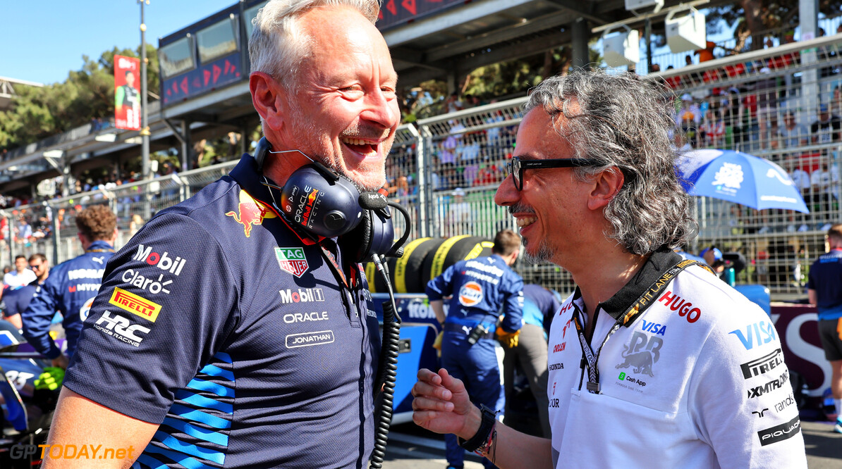 Formula One World Championship
(L to R): Jonathan Wheatley (GBR) Red Bull Racing Team Manager with Laurent Mekies (FRA) RB Technical Director on the grid.

15.09.2024. Formula 1 World Championship, Rd 17, Azerbaijan Grand Prix, Baku Street Circuit, Azerbaijan, Race Day.

- www.xpbimages.com, EMail: requests@xpbimages.com (C) Copyright: Batchelor / XPB Images
Motor Racing - Formula One World Championship - Azerbaijan Grand Prix - Race Day - Baku, Azerbaijan
XPB Images
Baku
Azerbaijan

Formel1 Formel F1 Formula 1 Formula1 GP Grand Prix one Circuit Baku Azerbaijan Sunday September 15 09 9 2024 Grid Portrait Visa Cash App RB Racing Bulls