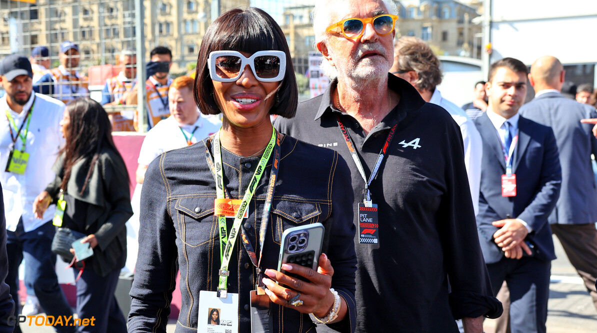 Formula One World Championship
Naomi Campbell (GBR) with Flavio Briatore (ITA) Alpine F1 Team Executive Advisor on the grid.

15.09.2024. Formula 1 World Championship, Rd 17, Azerbaijan Grand Prix, Baku Street Circuit, Azerbaijan, Race Day.

- www.xpbimages.com, EMail: requests@xpbimages.com (C) Copyright: Batchelor / XPB Images
Motor Racing - Formula One World Championship - Azerbaijan Grand Prix - Race Day - Baku, Azerbaijan
XPB Images
Baku
Azerbaijan

Formel1 Formel F1 Formula 1 Formula1 GP Grand Prix one Circuit Baku Azerbaijan Sunday September 15 09 9 2024 Grid Portrait