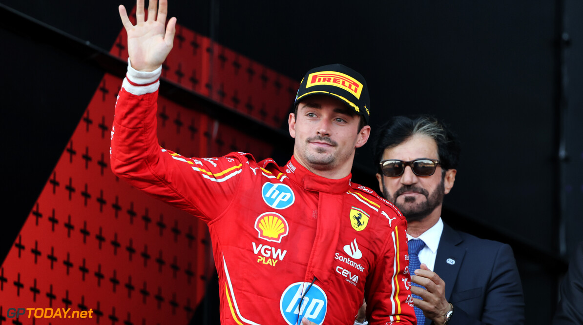 Formula One World Championship
Charles Leclerc (MON) Ferrari celebrates his second position on the podium.

15.09.2024. Formula 1 World Championship, Rd 17, Azerbaijan Grand Prix, Baku Street Circuit, Azerbaijan, Race Day.

- www.xpbimages.com, EMail: requests@xpbimages.com (C) Copyright: Batchelor / XPB Images
Motor Racing - Formula One World Championship - Azerbaijan Grand Prix - Race Day - Baku, Azerbaijan
XPB Images
Baku
Azerbaijan

Formel1 Formel F1 Formula 1 Formula1 GP Grand Prix one Circuit Baku Azerbaijan Sunday September 15 09 9 2024 Podium Portrait